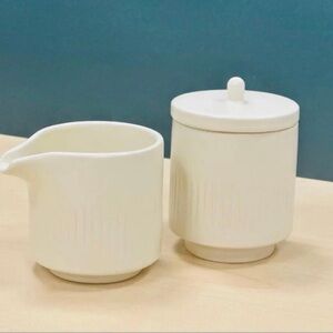 Citrine Everyday Collection Ribbed Ceramic Creamer & Sugar Jar Set – New in Box